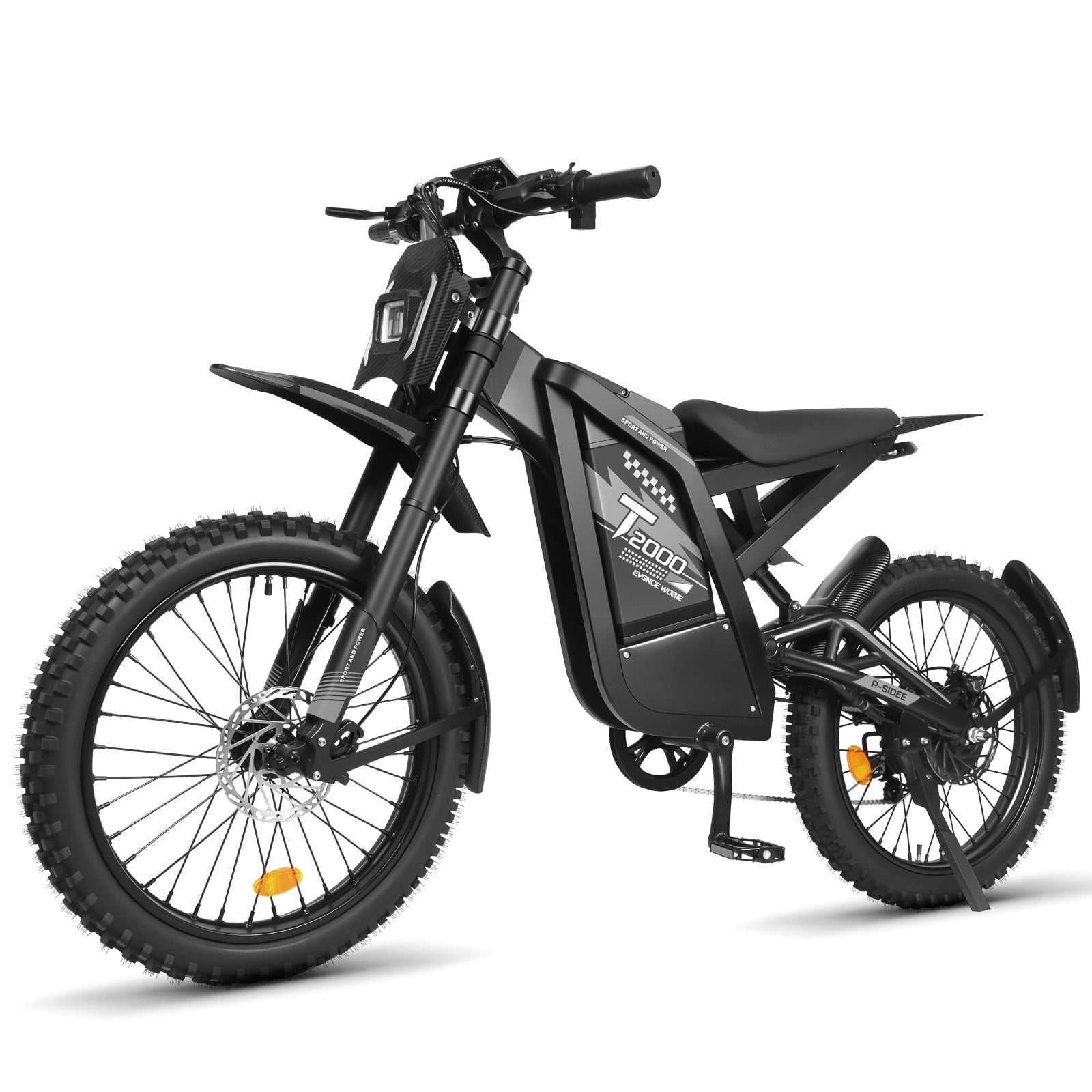 VTOKW T2000 Electric Dirt Bike for Adults,3000W Peak Electric Motorcycle 37MPH 48V 30Ah Battery,85+Miles Electric Bike,24" Fat Tire Ebike,Dual Hydraulic Brakes Mountain Bike,Full Suspension,UL2849