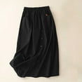 thumbnail image 2 of Mrat Work Skirts Women‘s Casual Loose High Waisted Mid Length Pleated Split Pocket Skirt Mini Skirts S-183 Black L, 2 of 6