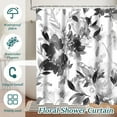 thumbnail image 5 of Dznils Black Floral Fabric Shower Curtain, Modern Watercolor Bathroom Curtain with Hooks, 72" x 72", 5 of 12