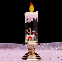 Christmas Exquisite Flameless Candles Liquid-Filled with Christmas Theme Figurine Inside Transparent LED Electric Candles Warm Glow Handheld & Portable Battery Operated Winter Home Decor for Holidays
