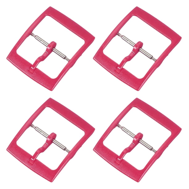 Uxcell 4 Pcs Cierre de Reemplazo para Banda de Reloj, Cierre de Correa de Reloj de Plástico de 16 mm para Bandas de Reloj de Cuero Silicona Nylon Lona, Rojo Rosa