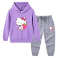 thumbnail image 3 of Hello Kitty primavera y otoño nueva ropa para niños Sudadera con capucha suéter pantalones de dos piezas de algodón para bebé traje de manga larga para niños, 3 of 5
