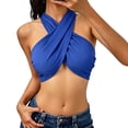 thumbnail image 2 of Sleeveless Halter Criss Cross Tank Crop Tops for Women Self Tie Wrap Backless Camisole Tanks, 2 of 5