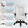 thumbnail image 7 of Genpo Big and Tall Office Chair 400LBS, High Back White Leather Executive Office Chair, Computer Desk Chairs with Adjustable Flip-up Arms, Wheels and Lumbar Support, 7 of 7