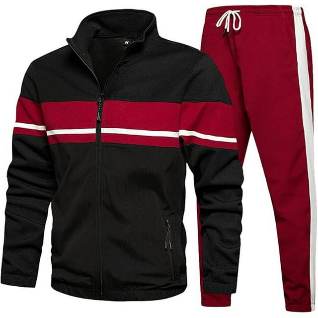 Men's Tracksuit Sets Bottoms Full Zip Casual Jogging Gym Suit Jacket with Pockets