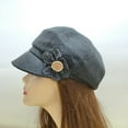 thumbnail image 3 of Riforla Women Retro Classic Visor Cap Beret Hats with Flower Buckle for Woman Ladies Berets Hat for Women Black M, 3 of 3