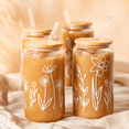 thumbnail image 4 of 16oz Boho Floral Mason Drinking Jars with Lids and Straws, 4 Pack, 4 of 6