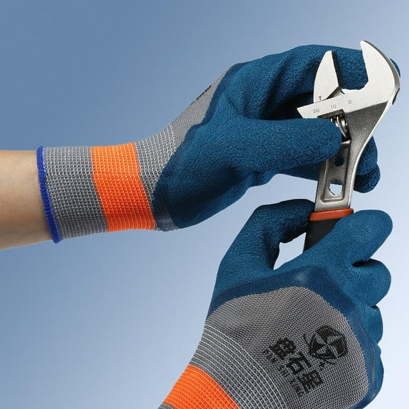 colaxi 2Pcs Work Gloves Anti Slip Breathable, Rubber Gloves, Gardening Gloves for Men Women, Construction Site Car Repair Garden Blue