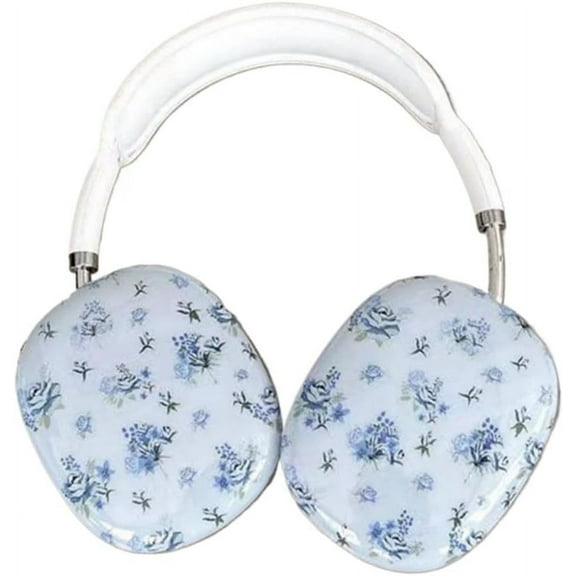 Case for AirPods Max Headphone,Blue Flower Pattern Anti-Drop Full-Protection Protective Cover,Headset Shell for Boys Girls