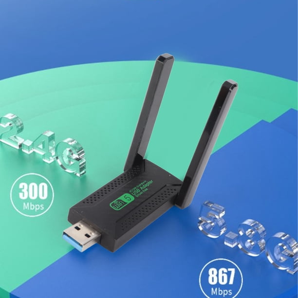 Adaptador Wifi USB, Adaptador De Red Inalámbrico De Antena Dual Banda Dual 5G 2.4G Disipación De Calor Amplia Compatibilidad 1200Mbps Para Computadora Portátil