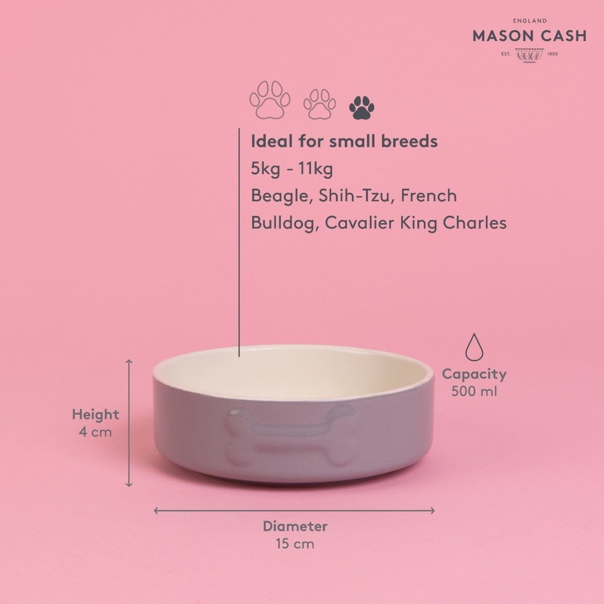 Mason Cash Ceramic Dog Bowl, 15 cm