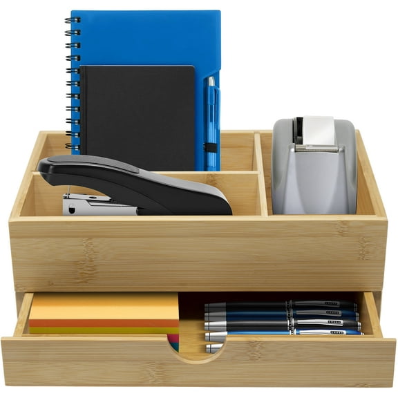 Sorbus Drawer Organizer for Office Desk top, Countertop Storage, Bamboo Wood, Organization for Office, Makeup, Cosmetics Skincare, Supplies, Vanity, Bathroom