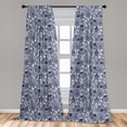 thumbnail image 5 of Ambesonne Navy Blue Curtains, Aquatic Animals Lines, Pair of 28"x84", Dark Blue White, 5 of 5