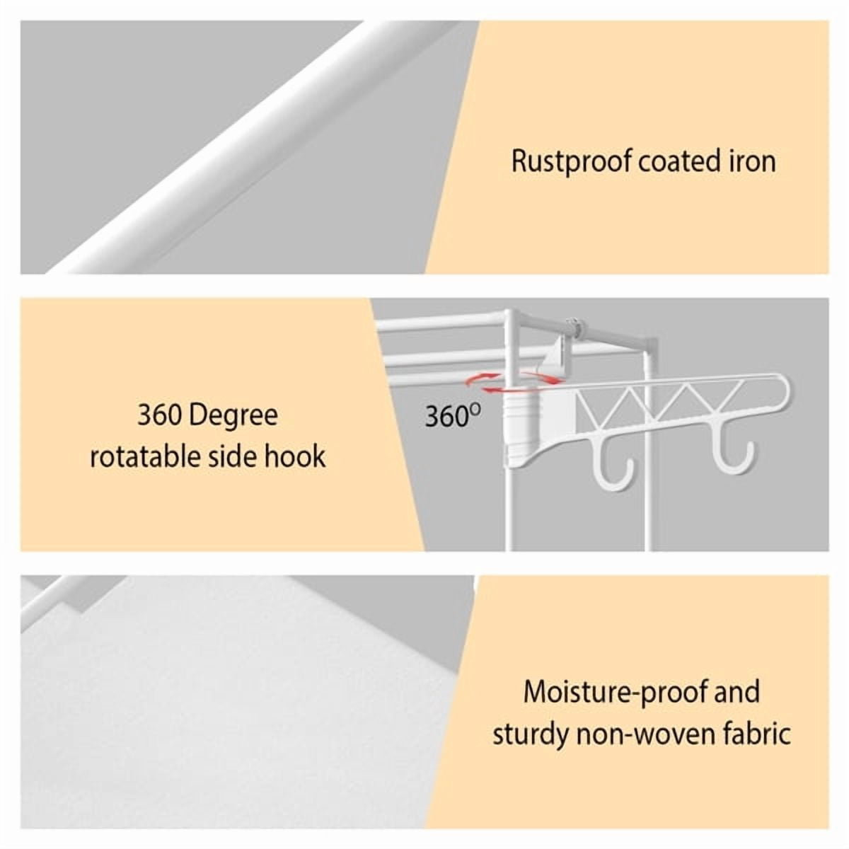 White Heavy Duty 66" Garment Rack Clothes Organizer - 2 Hanging Rods, 4 Shelves, 360° Hooks, Tool-Free Assembly for Bedroom & Laundry Room Storage