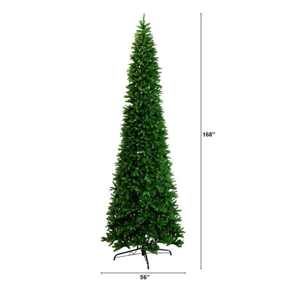 Nearly Natural 14ft. Artificial Slim Green Mountain Pine Christmas Tree