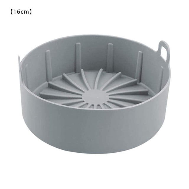 Air Fryer Pot Silicona Air Fryer Basket Sartén antiadherente resistente al calor, Pequeña, 16cm, Gris kenally HA002998-01
