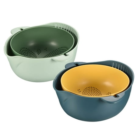

Uxcell Kitchen Colander Bowl Set Plastic Washing Bowl Strainer Pasta Drainer Basket for Fruits Vegetables-Green+Blue