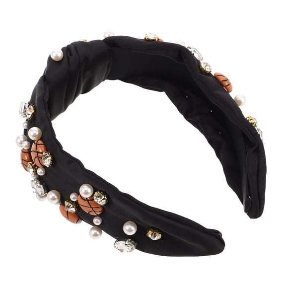 Raindrops Basketball Crystal Hairband Black Fabric 1Pack