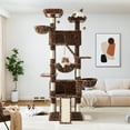 thumbnail image 2 of Allewie 81 Inches Multi-Level Tall Cat Tree for Large Cat, Cat Climbing Tree with Cat Condo and Hammock, Scratching Post, Wide Base, Leopard Print, 2 of 7