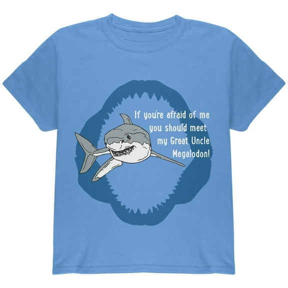 Shark Great White Great Uncle Megalodon Youth T Shirt Carolina Blue YMD