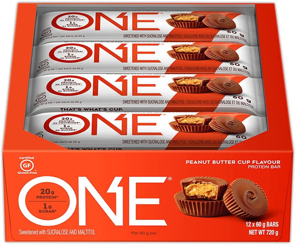 ONE Brands Protein Supplement Bar, Peanut Butter Cup, 20g Protein, 12 Count