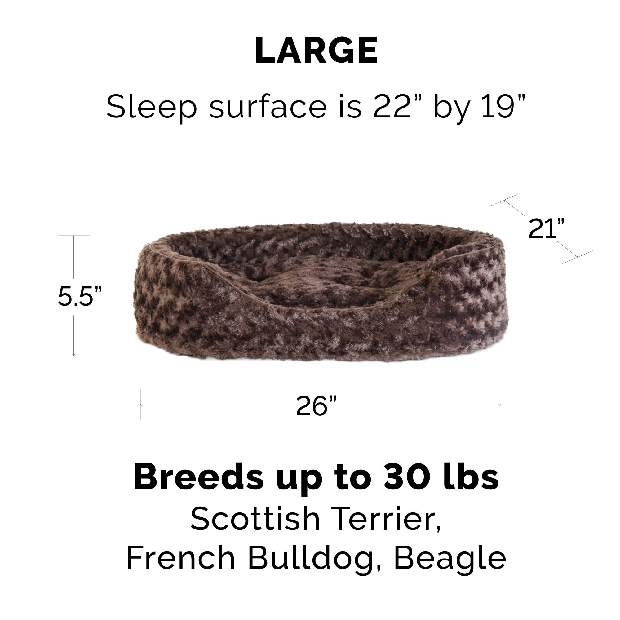 FurHaven Pet Products Ultra Plush Oval Pet Bed for Dogs & Cats - Chocolate, Large