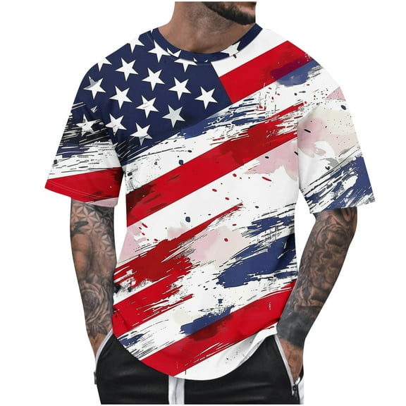 UVEASISHA Men's Big and Tall Patriotic Tee,4th of July T Shirts for Men Plus Size Vintage American Flag Graphic Tees Summer Casual Short Sleeve Crewneck Tops Sales Today 2025