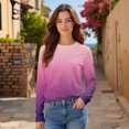thumbnail image 4 of Women's Gradient Color Raglan Sleeve Round Neck Sweatshirt, Long Sleeve Soft Rayon Blend Pullover Top with Loose Fit for Fall Season, Casual Streetwear and Legging Pairing Outfits Purple XXXXL, 4 of 9