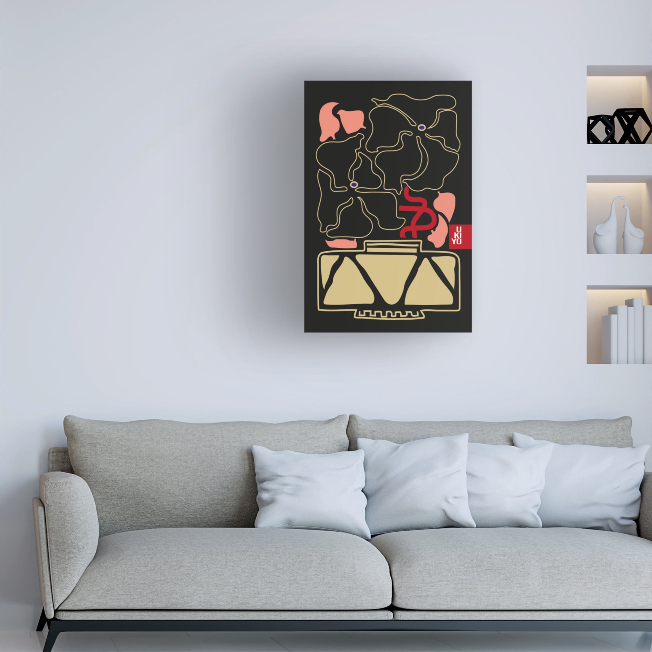 Trademark Fine Art Frances Collett Ukiyo Vase Flower Outline Canvas Wall Art