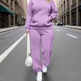 thumbnail image 2 of Vornjynx Plus Size Womens 2 Piece Sets Fall Outfits Hooded Pullover Long Sleeve Tops Jogger Pants Lounge Matching Sets Purple Size 4XL, 2 of 6
