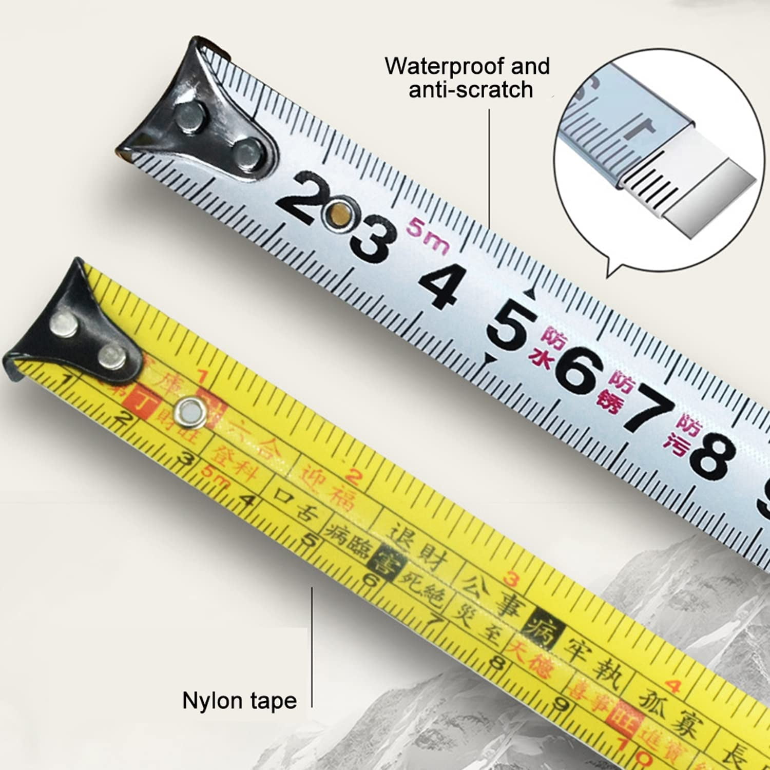 Gamvdout 5m/16.4ft Retractable Tape Measure, Nickel Plated Stainless Steel Tape Measure, High Grade Hollow Industrial Grade Waterproof Anti-Rust Corrosion-Resistant