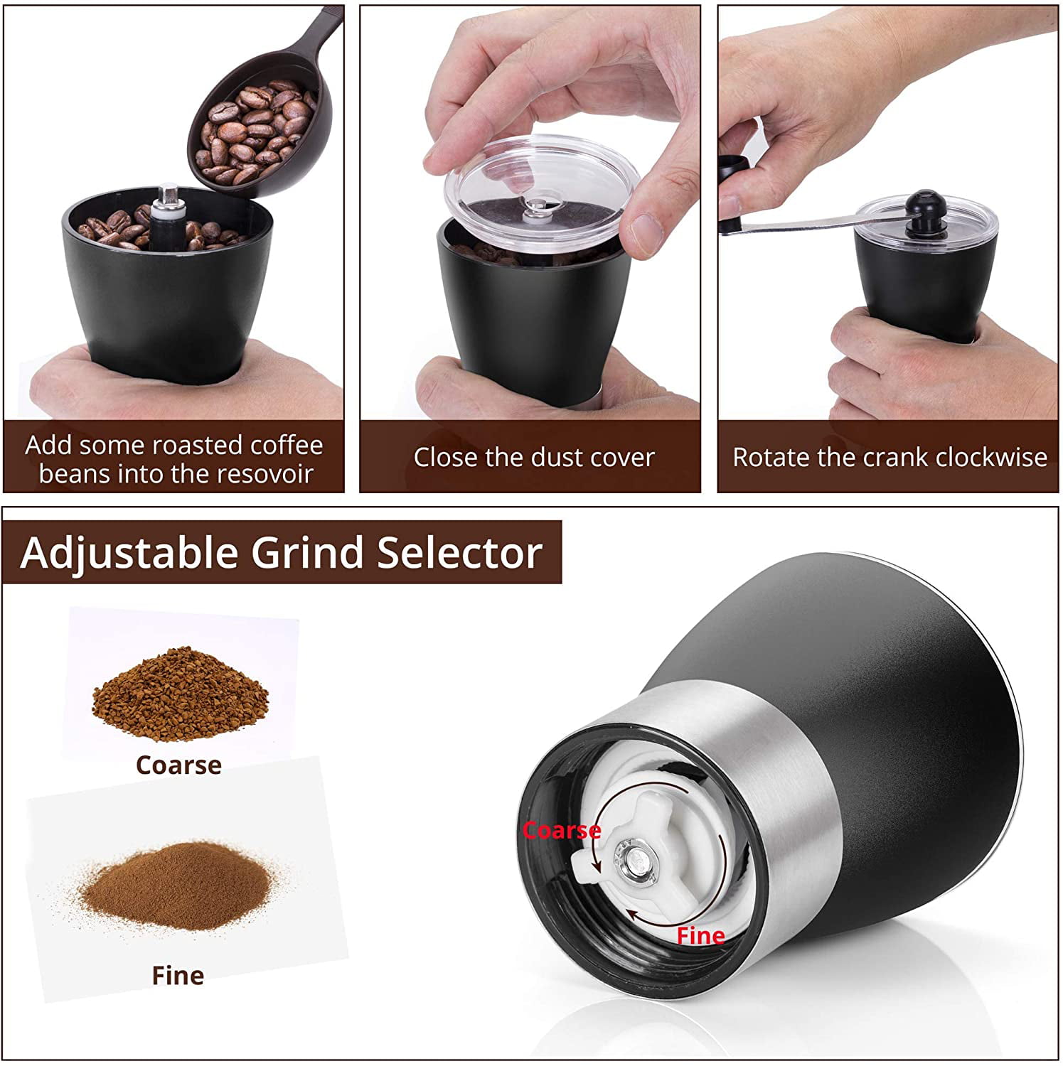 Stainless Steel Manual Coffee Grinder, 40g Portable Mill - Coast
