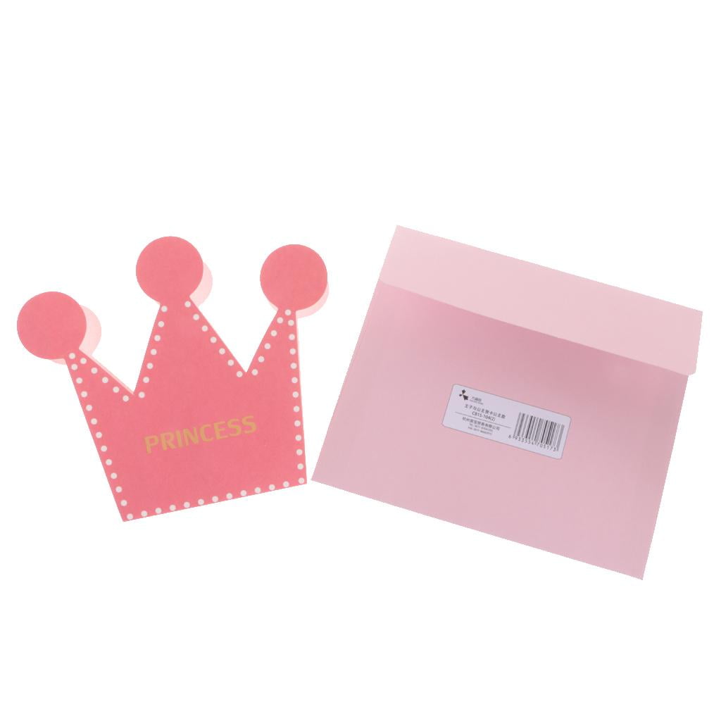 Princess Prince Birthday Party Greeting Wishing Holiday Card Gift Pink & Blue