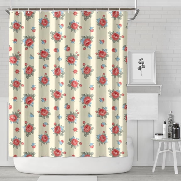 Pioneer Flower Floral Print Pattern Shower Curtain 84"x72", Bathroom Decorative Shower Curtain Set with 12 Hooks, Waterproof Washable