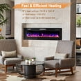 thumbnail image 4 of Costway 60 Inches Ultra-thin Electric Fireplace Recessed & Wall Mounted with Log Crystals, 4 of 9