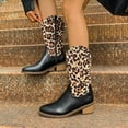 thumbnail image 2 of qkdmdw Camouflage Women'S Mid Calf Boots Heeled Booties Casual Side Zipper Boots Suede Leopard Print Non-Slip Walking Ankle Boots For Fall Winter With 1.97'' Heel, 2 of 9