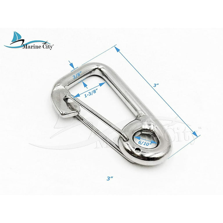 Marine City 316 Marine Grade Stainless Steel Carabiner Spring Snap Hook Boat (B:3 inches)