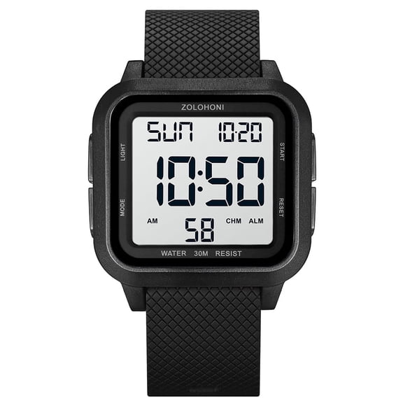 ZOLOHONI Digital Watches for Men Soft Rubber Band Waterproof LED Electric Watch Unisex Sports Watches