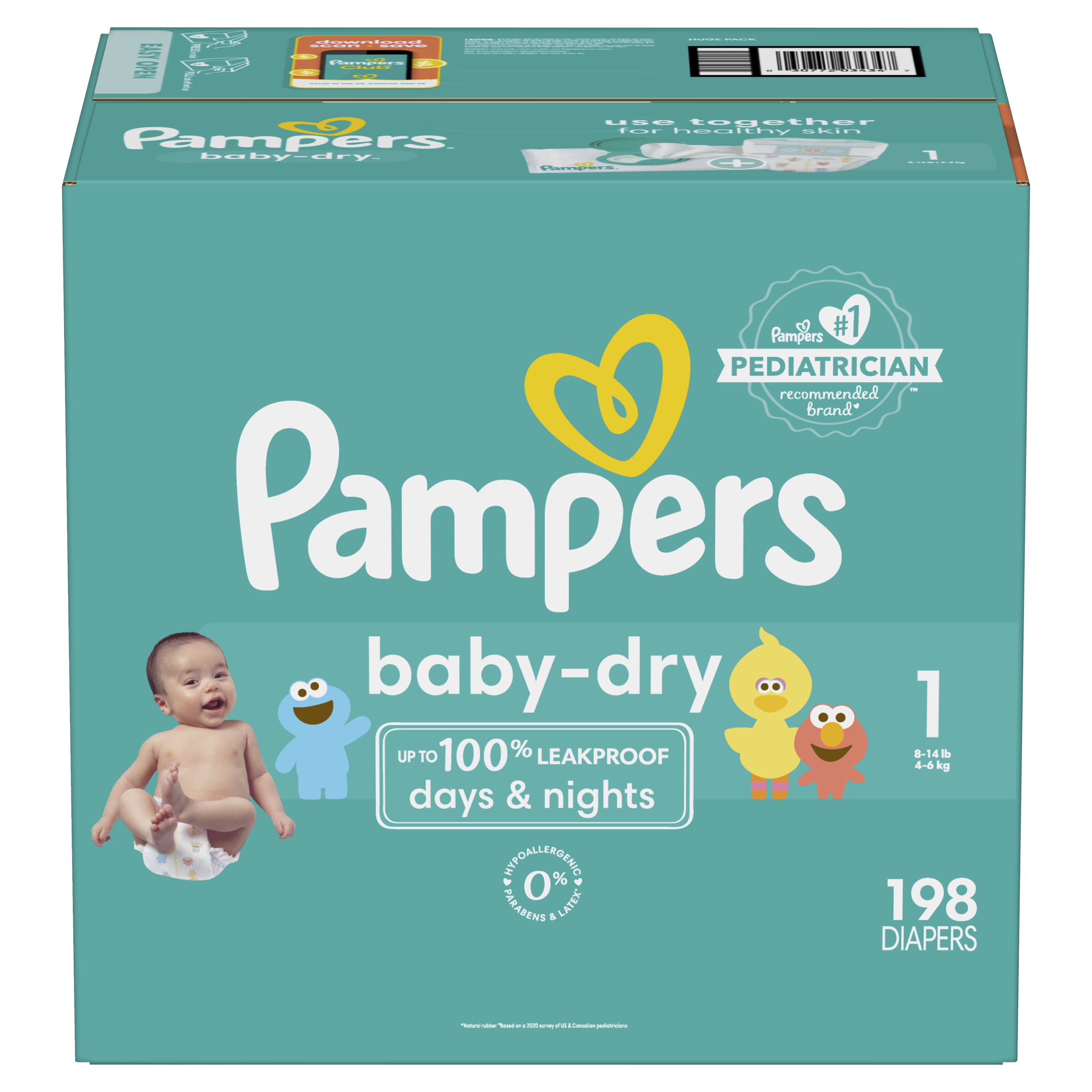 rollen kloon Leesbaarheid Pampers Baby Dry Diapers Size 1, 198 Count (Select for More Options) -  Walmart.com
