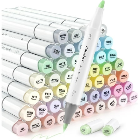 Ohuhu Alcohol Based Markers - 48 New Pastel Colors - Blossoming, Brush & Chisel Tips - Honolulu