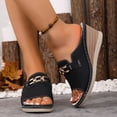 thumbnail image 3 of Rokment Orthopedic Wedges Slip on Dressy Sandals for Women Ladies 2026 Summer Trendy Casual Leather Arch Support Platform Heeled Dress Slides Business Office Work Black Size 6, 3 of 6