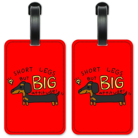 Dachshund - Short Legs, Big Attitude - Luggage ID Tags / Suitcase Identification Cards - Set of 2