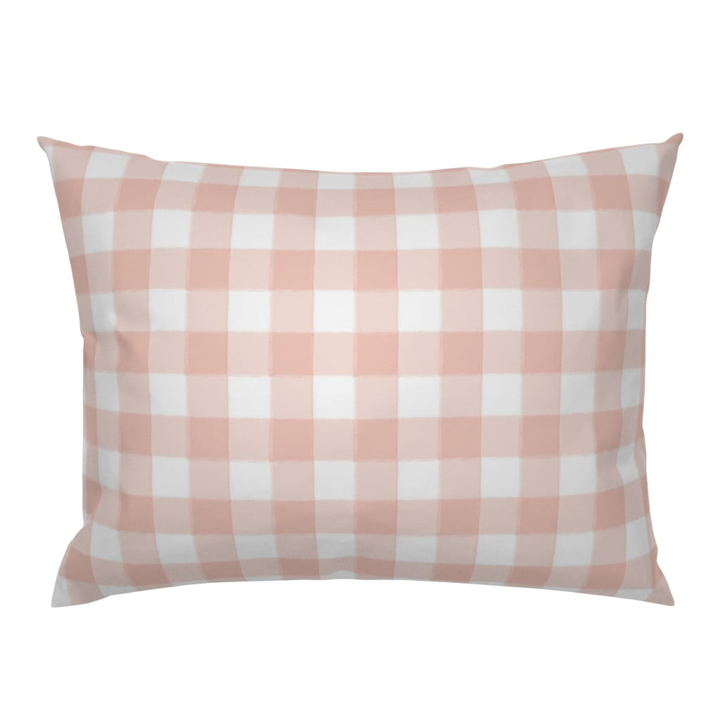 White Gingham And Check Plaid Tartan Pillow Sham by Roostery Black 