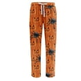 thumbnail image 3 of WTOBBY Men's Fashion Loose Halloween Print Casual Pants Home Sleep Pants Drawstring Elastic Waist Comfortable Lounge Trousers,Saffron M, 3 of 4