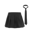 thumbnail image 2 of Haitryli Womens Plaid Pleated Mini Skater Skirt with Necktie High Waisted Skirt Outfits Black XXL, 2 of 6