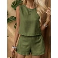 thumbnail image 3 of Weardear Women's Summer 2 Piece Outfits Casual Button Back Crop Tank Tops and High Waist Shorts Set, 3 of 5