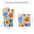 thumbnail image 2 of Watercolor Wildflowers Oven Mitt And Pot Holder Set Oven Glove for Kitchen Baking Cooking Grilling, 2 of 6