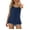 Navy, variant on ATTRACO Women Camisole Solid Printed Built in Bra Tank Top Front Pleated Adjustable Straps Vest