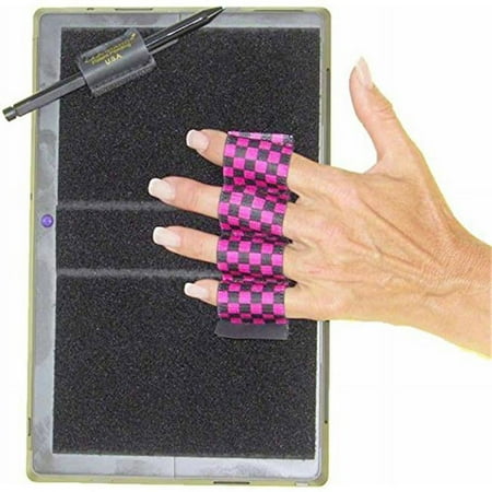 Heavy-Duty 4-Loop Grip for MS Surface with Stylus Grip - Black & Pink Checkers - Extra Large