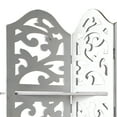 thumbnail image 2 of Benzara Hand Carved Four Panel Wooden Room Divider with Shelving Unit, White, 2 of 5